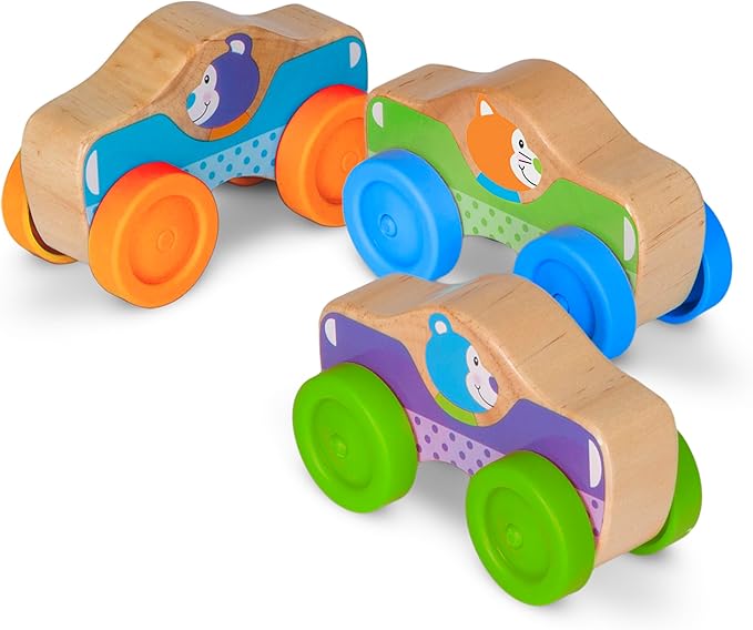 Melissa & Doug First Play Wooden Animal Stacking Cars (3 pcs)