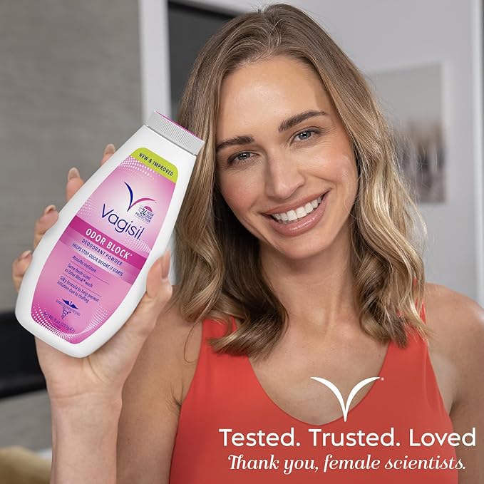 Vagisil Odor Block Deodorant Powder for Women, Helps to Prevents Chafing, Talc-Free, 8 Ounce (Pack of 1)