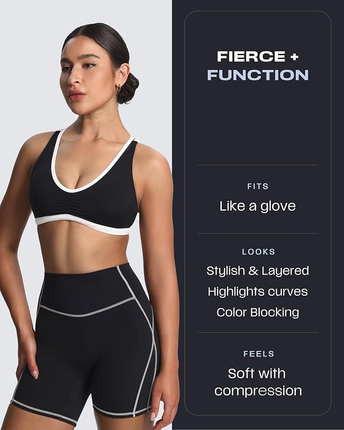 Aoxjox Lexi Lined Workout Biker Shorts for Women Tummy Control High Waisted Exercise Athletic Gym Running Yoga Short 6"