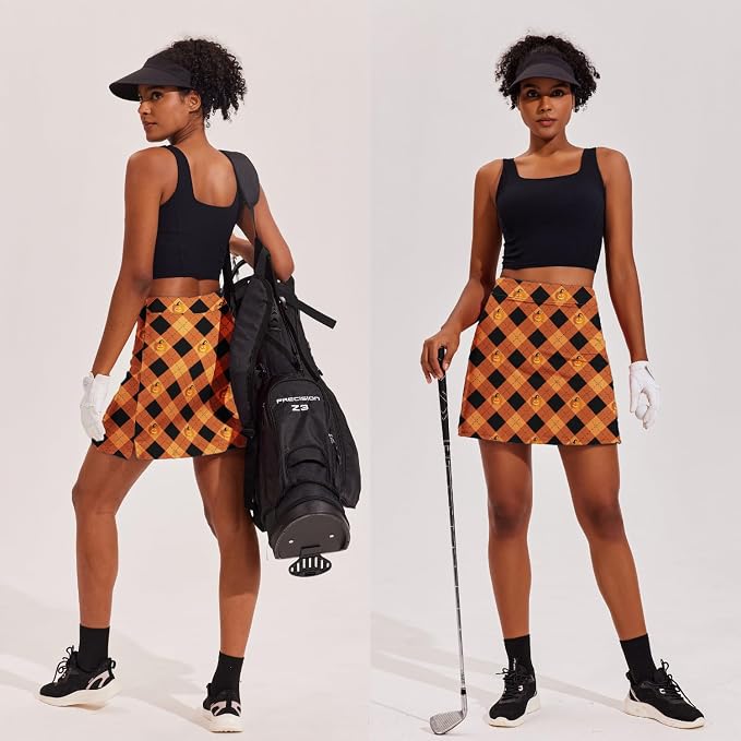 Ekouaer 16" Skorts for Women with Pockets Golf Pickleball Tennis Skirt | Silicone Grippers,2 Inner Pockets,Wide Waist,Side Slit Hem,Breathable,Soft,Lightweight