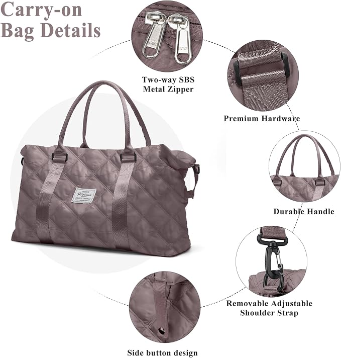 Travel Duffel Bag, Carry On Overnight Weekender Bags for Women | Travel Bag with Wet Pocket & Trolley Sleeve, For Spirit Airlines 18x14x8 Personal Item Bag