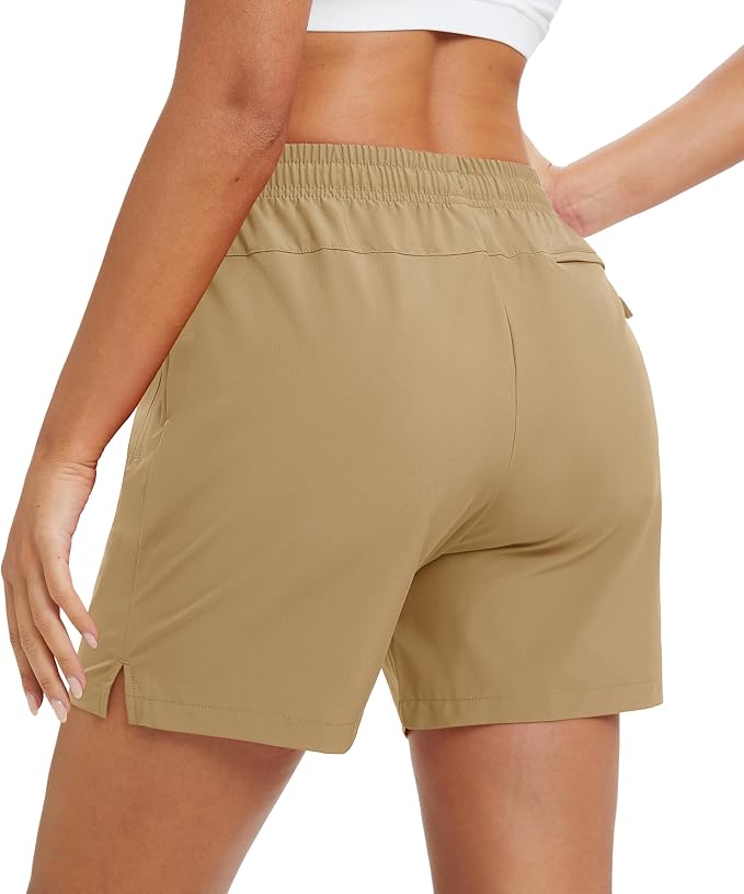 MAGCOMSEN Women's 5" Hiking Shorts UPF 50+ Quick Dry Lightweight Athletic Running Golf Summer Casual Shorts with Pockets