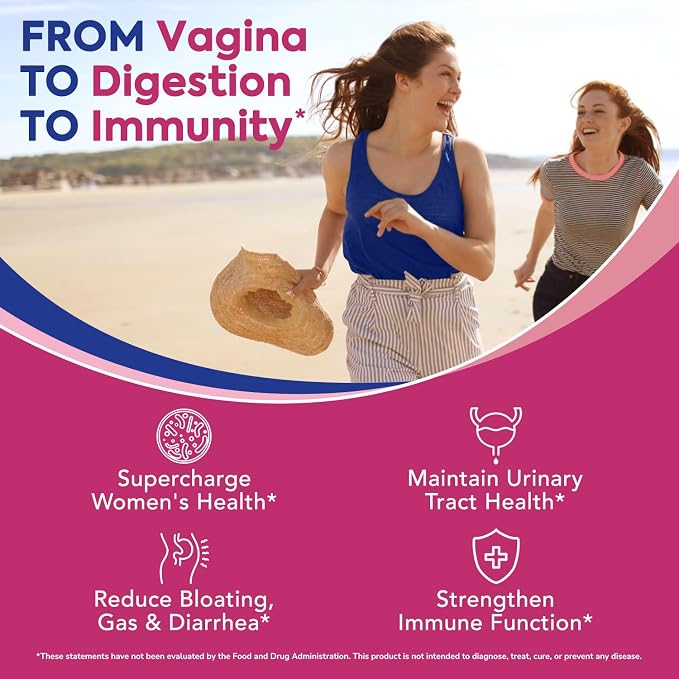 Probiotics for Women, 120 Billion CFU 34 Strains, Prebiotics, Digestive Enzymes, Cranberry, 4-in-1 Feminine Probiotic, Digestive, Vaginal, Immune Support, 60ct