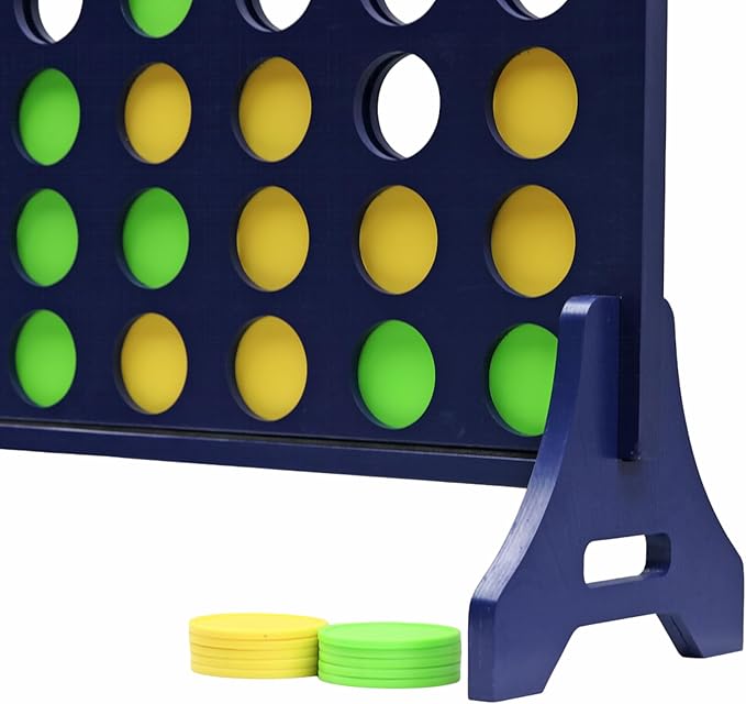 Tailgating Pros Premium Navy Giant Four in a Row with Carrying Case - Jumbo Oversized Outdoor Yard Game - Connect Multiple Pucks in a Row to Win - Many Puck Colors Available!