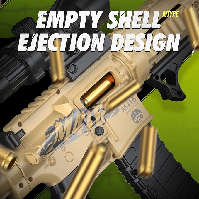 Toy Gun with Soft Bullets Shell Ejecting, Manual Foam Blasters Guns with 60 Bullets, Toy Gun Birthday Gift, Yellow