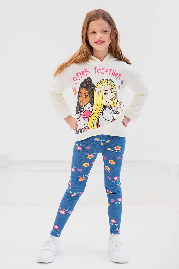 Barbie Girls Fleece Hoodie and Leggings Outfit Set Toddler to Big Kid Sizes (2T - 18-20)