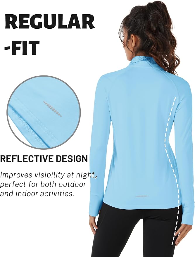 TACVASEN Women's Quarter Zip Sweatshirt Fleece Long Sleeve Workout Pullover | Lightweight Breathable Thermal Fabric,Mock Neck Design,Athletic Tops,Ideal for Gym Running Activities