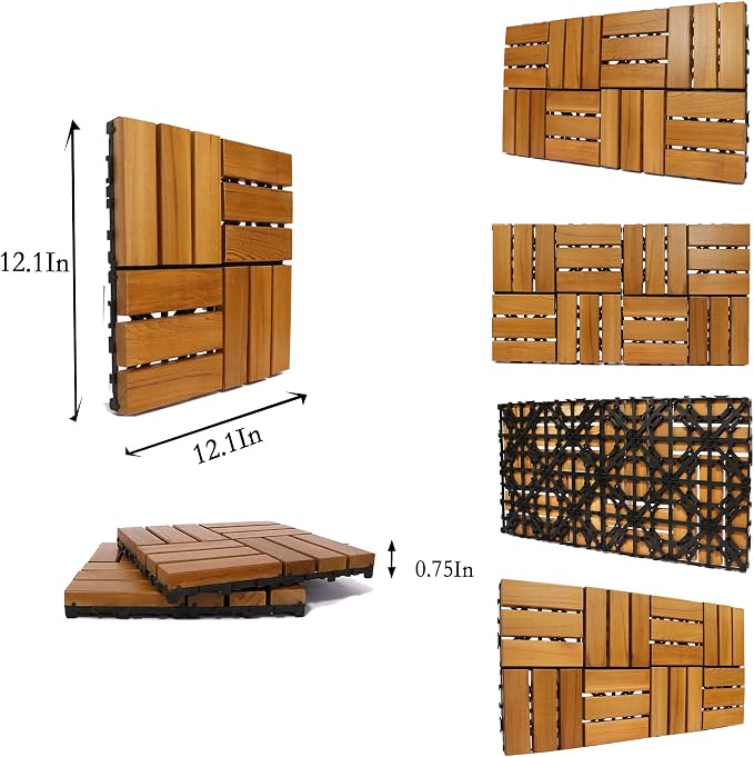 Sauna Mat Canadian Red Cedar 10PCS Set , Traditional & Infrared Sauna Accessory, 12.1*12.1*0.75In, 880LBS Load 1 Capacity Thick PVC for Outdoor & Indoor, Patio Garden, Balcony, Poolside (Modle A)