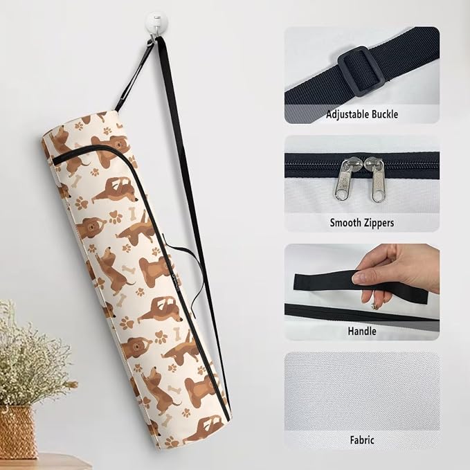 Yoga Mat Bag with Adjustable Shoulder Strap and Handle Zipper, 30in Wide x 6.3in Diameter for Yoga Mat Storage