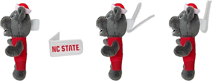 Bobbi-Dobbiez Attachable Plushie NC State Mr. Wuf Mascot – Attaches to Backpacks, Bags, Shoes, Water Bottles, and More