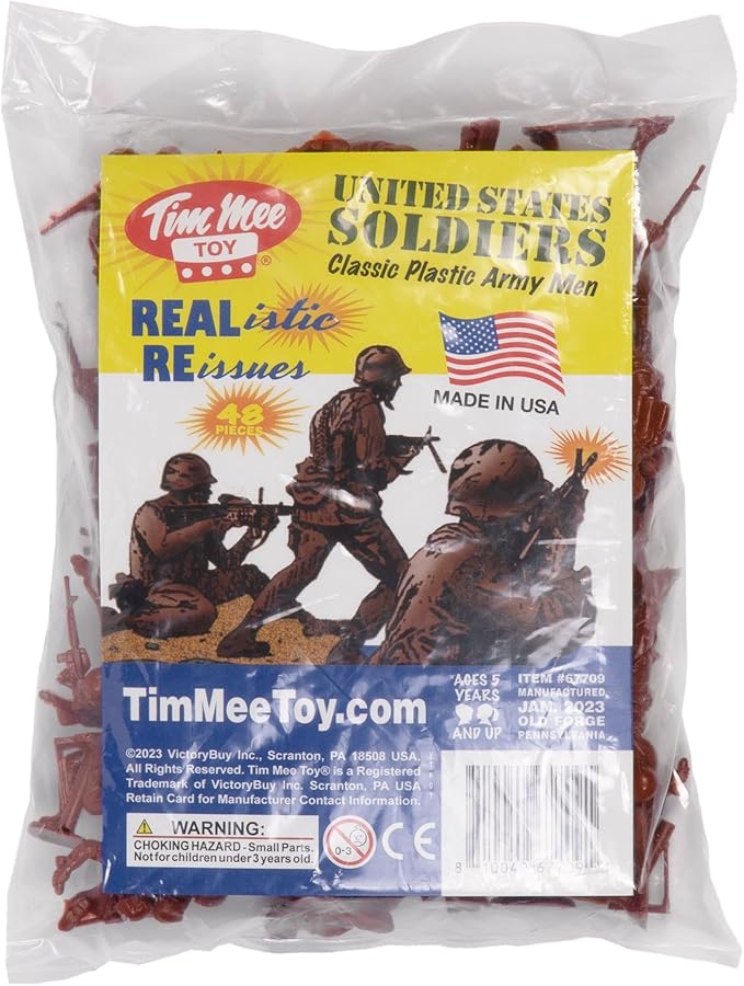 TimMee Plastic Army Men - Rust Brown 48pc Toy Soldier Figures - Made in USA