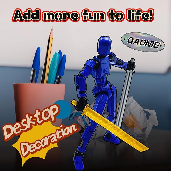 3D Printed 5.54-inch Multi-Jointed Action Figures Dummy13, Full Body Mechanical Movable Toy, Multiple Accessories, Hand Painted Figure, Desk Decoration, Creative Gifts (Glow at Night - Green)
