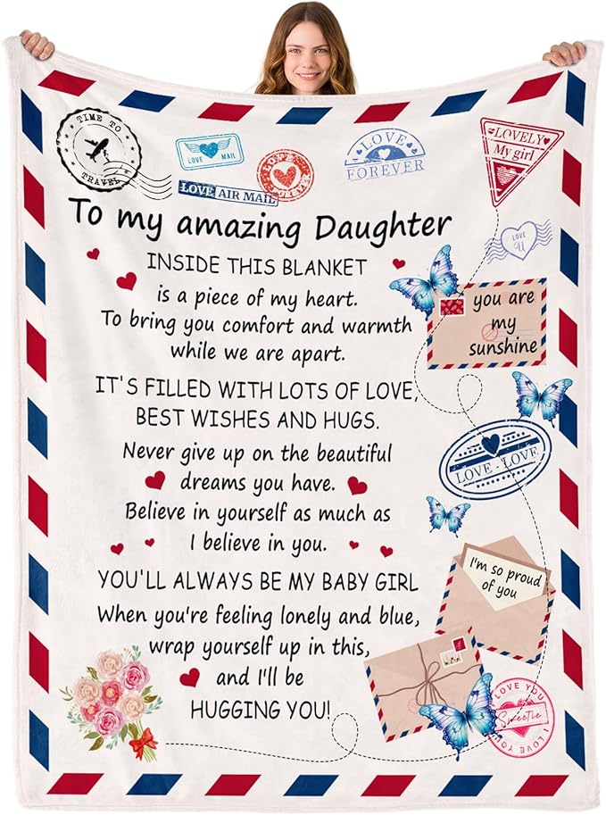Daughter Gifts from Mom Dad- Daughter Birthday Gifts - Gift for Daughters - Mothers Day Valentines Day Wedding Gift Graduation Presents for Daughters Girls - to My Amazing Daughter's Blanket 50"X60"