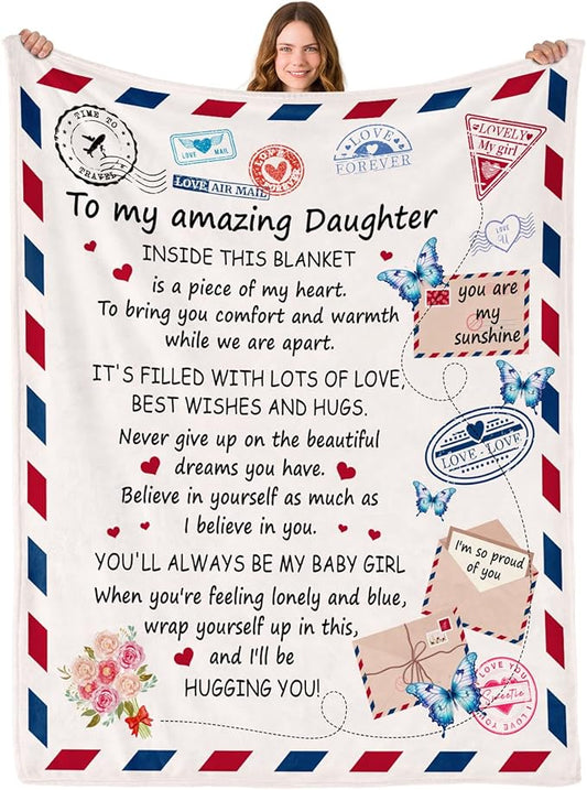 Daughter Gifts from Mom Dad- Daughter Birthday Gifts - Gift for Daughters - Mothers Day Valentines Day Wedding Gift Graduation Presents for Daughters Girls - to My Amazing Daughter's Blanket 50"X60"