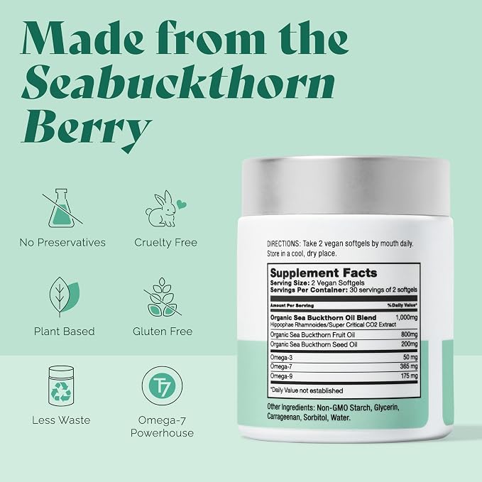 Femininity Smooth as Silk Softgels for Vaginal Dryness 30-Day Refill | Sea buckthorn oil with 365mg Omega 7 plus Omega 3. Supports natural moisture.