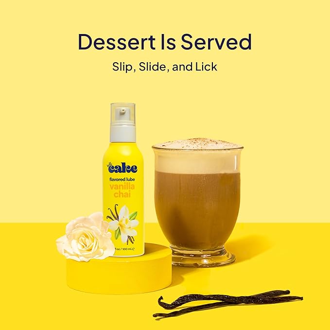 Hello Cake Vanilla Chai Flavored Lube - Sugar-Free Water-Based Personal Lubricant for Men, Women, and Couples, 3.3 fl oz