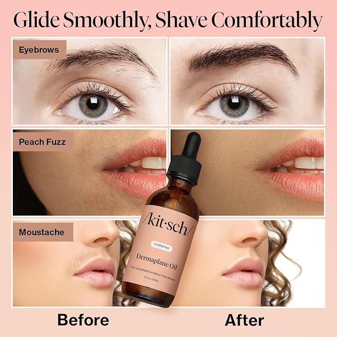 Kitsch Dermaplane Face Oil with Jojoba & Argan Oil – Hydrating Facial Formula for Dermaplaning Tool, Gua Sha & Razor Use – Irritation-Free Shave Oil for Soft, Radiant Skin – 2oz (Pack of 2)