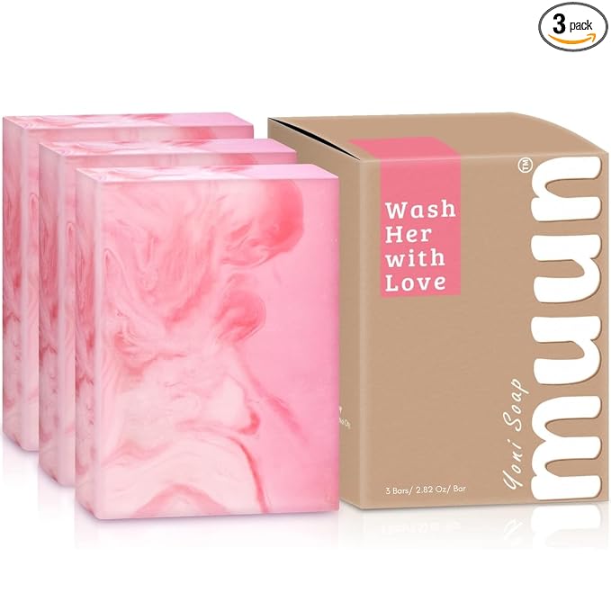 Muun Yoni Soap Bar - Pack 3 Ph Balance Probiotics & Natural Ingredients - Gentle Cleansing Formula Eliminates Odor Vaginal Health - Feminine Wash - Moisturizing Intimate (Rose)
