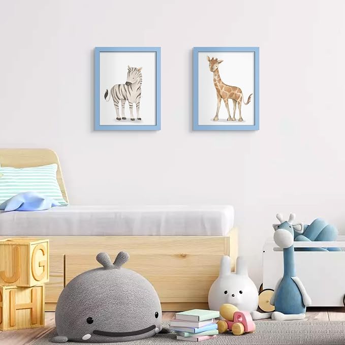 upsimples 8x10 Picture Frame, Display Pictures 5x7 with Mat or 8 x 10 Without, Wall Hanging Photo Frames, Blue, 1 Pack