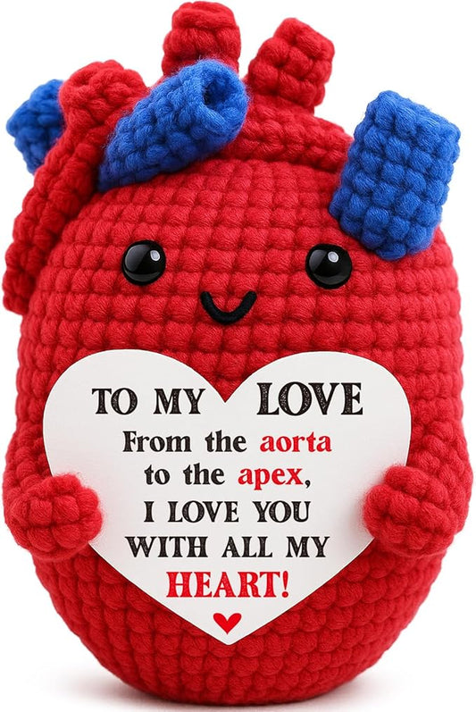 Mini Heart Love Gift for Couples Handmade Crochet I Love You Anatomical Heart for Boyfriend, Girlfriend, Husband, Wife for Anniversary, Christmas, Valentine’s Day Birthday Gift for Couples, Him,Her