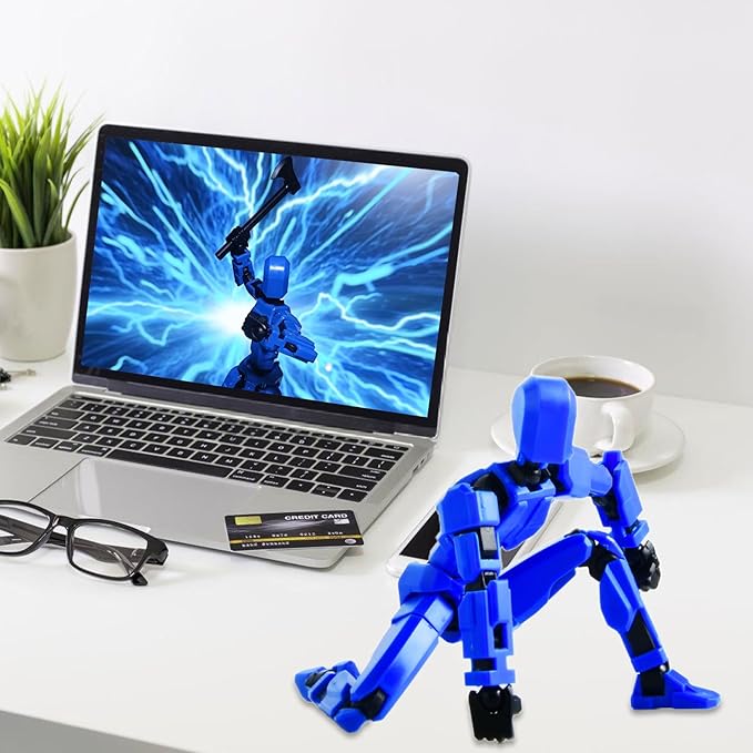 T-13 Creative Action Figure with Pose Stand,Anime Robot Building Toy Sets,Lucky Puppet Joints for Boys,Girls,Men,Women,Multi-Jointed Moveable Dummy Desk Decoration,Desktop Ornament for Game Lover,Blue