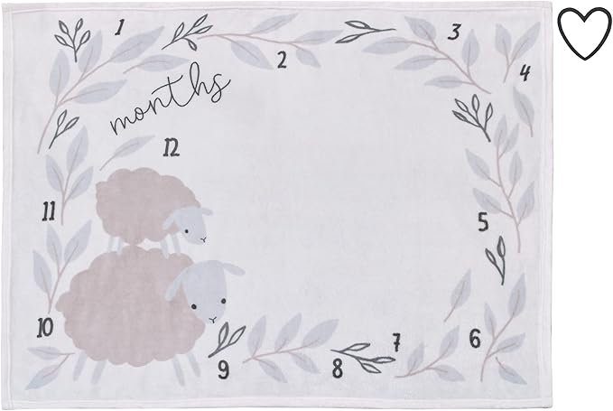NoJo Together is Better White, Gray, and Taupe Mama and Baby Lamb Milestone Blanket