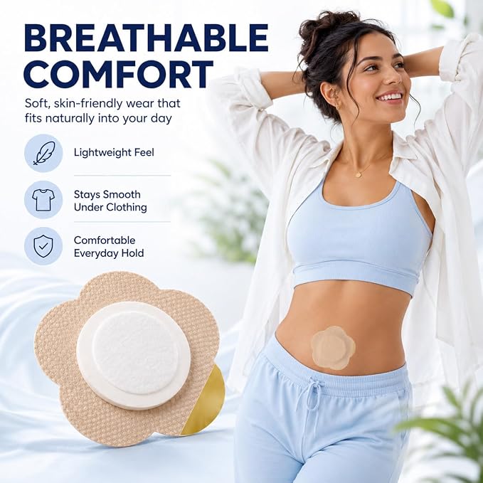 10PCS Castor Oil Patches, Upgraded 3.15" Large Castor Oil Pack Wrap Organic Cotton for Belly Button, Leak-Proof & No Wash Disposable Self Patch, Breathable & Portable for Navel, Joints & Sleep
