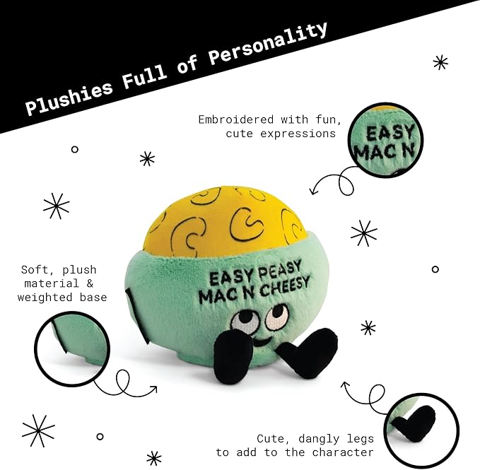 Mac & Cheese Plushie - Easy Peasy Mac N Cheesy Cute Mac & Cheese Plush, Funny Food Plushie Gift for Kids