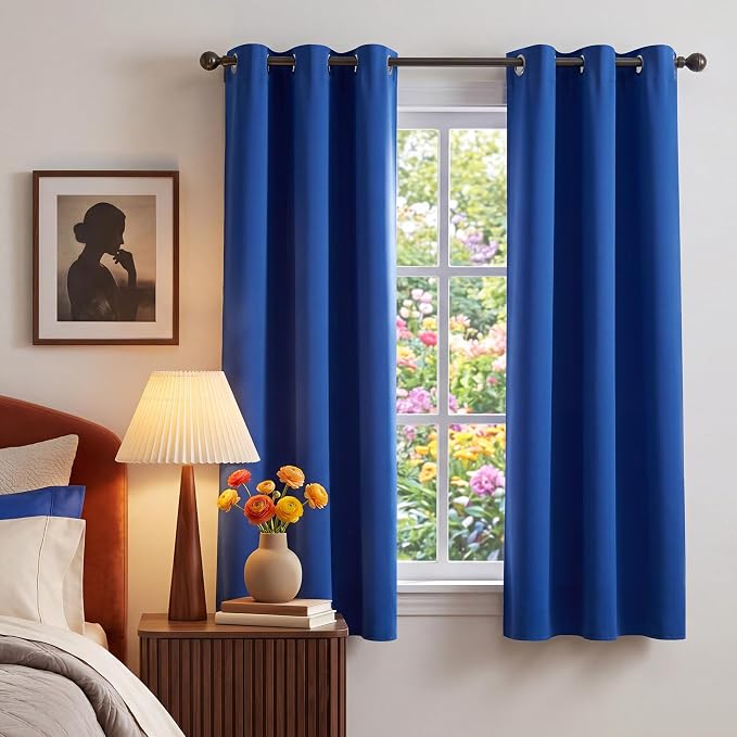 NICETOWN Thermal Insulated Grommet Room Darkening Curtains/Draperies/Panels for Bedroom (Classic Blue, 2 Panels, W42 x L63 inches)