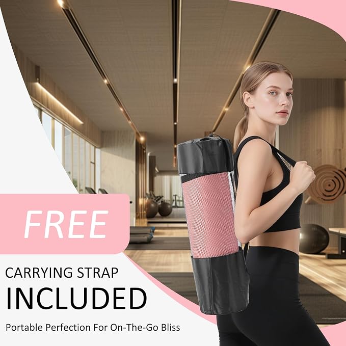 Thick and Wide Yoga Mat 72''x24''/35''(8mm/10mm) for Women and Men, Durable & Cushioned Yoga Mat with Carrying Strap for Pilates, Stretching and Home Workout