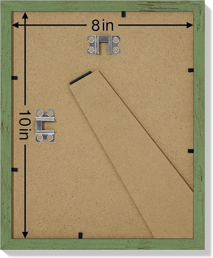 Vittanly 8x10 Picture Frames Set of 9, Wall & Tabletop, Rustic Green | Display Pictures 5x7 with Mat or 8x10 without Mat, Small Photo Frames, Engineered Wood with Shatter Resistant Plexiglass