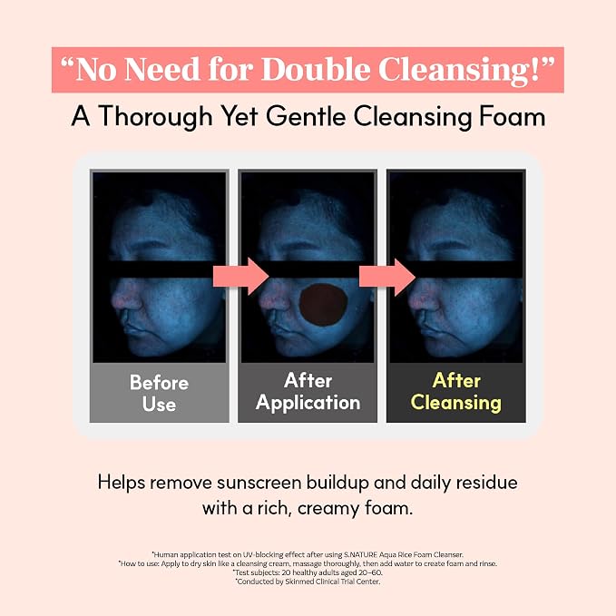 S.NATURE AQUA RICE FOAM CLEANSER | Facial Cleanser, Rice Extract Rice Powder Cleanser with Mild Cleansing, Glycerin,Vegan, Face Wash, Korean Skincareㅣ 160ml 5.4 Fl Oz