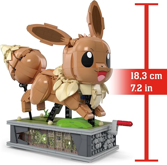 MEGA Pokémon Action Figure Building Set, Motion Eevee with 1366 Pieces, Turn Crank for Running Movement, Build & Display Toy for Collectors
