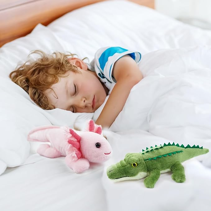 Stuffed Animal for Kids,8 inch Realistic Animal Plush Toy Lying Down Posture Animals,Plush for Boys Girls Adult Birthday Hug Teaching(S-Crocodile)