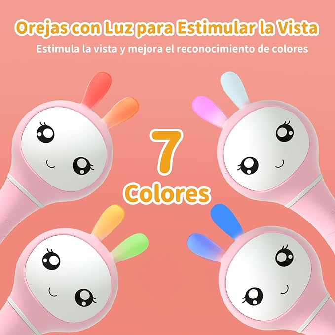 alilo Sonajero Musical para Bebés 0-12 Meses, Juguete con Luz, 66 Sonidos, 15 Canciones, 13 Cuentos, 5 Canciones de Cuna, Ruido Blanco, Reconocimiento de Colores, Regalo Recién Nacido