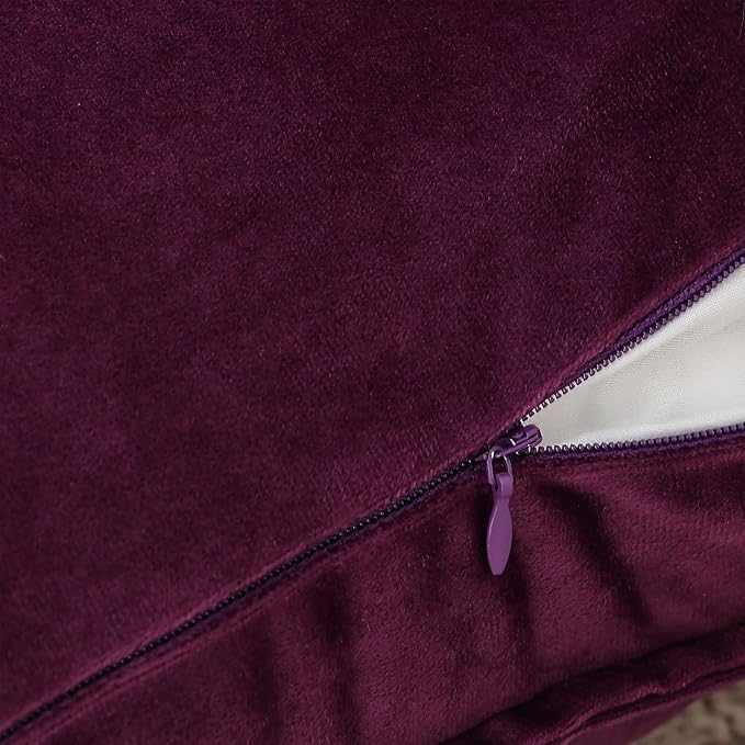 Velvet Purple Throw Pillow Covers 20”x20”Pack of 2 Soft Decorative | Square Cushion Covers for Couch Sofa Bed Livingroom Car Home Decor,50x50Cm