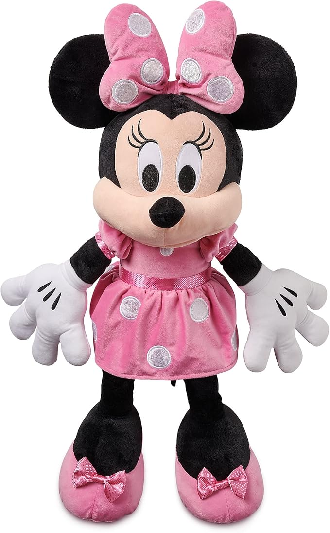DISNEY STORE Official Minnie Mouse Plush - Pink Dress – Large 21 1/4 Inches Disney Stuffed Animals, Soft & Cuddly Toy, Plushies for Kids & Fans, Suitable for All Ages