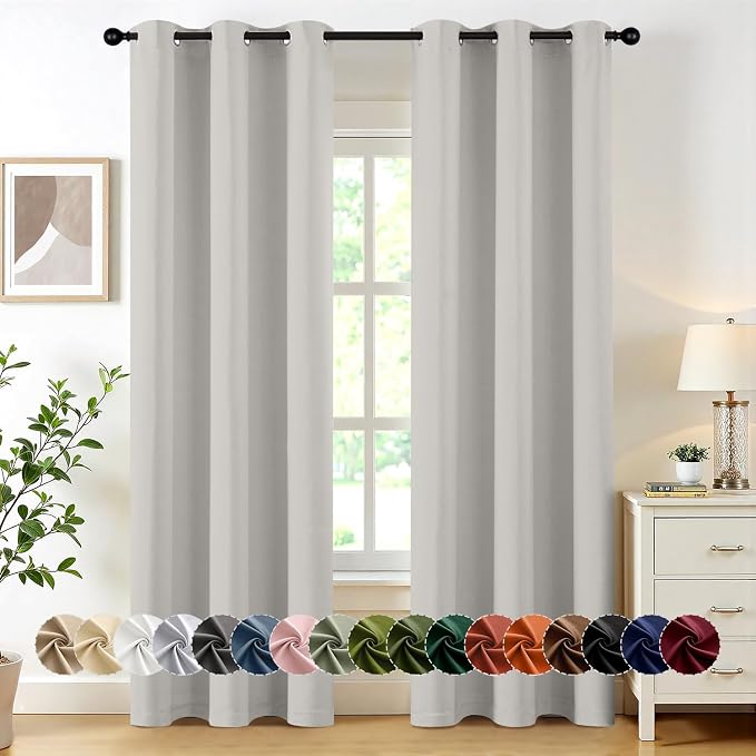 MIULEE Blackout Curtains for Bedroom 2 Panels 40x84 Inch Long Natural White | Thermal Insulated, Living Room Darkening Grommet Drapes, Noise Reducing, Light Blocking Window Treatments