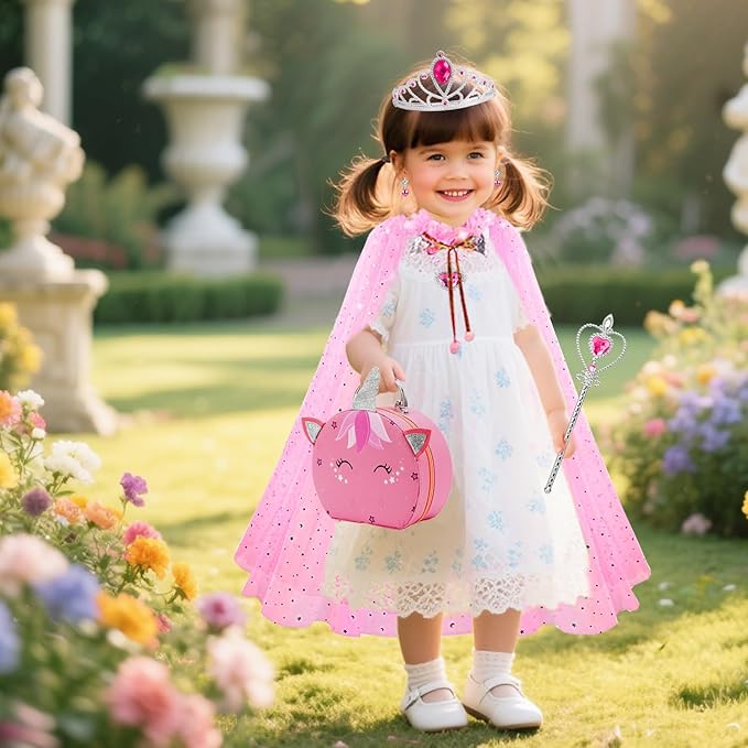Heaning Princess Dress Up for Girls Costumes Accessories with Cape Christmas Birthday Gift Toys for 3-6 Year old Girl