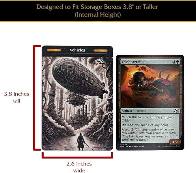 MTG Card Dividers - 77 Plastic Magic Dividers for Deck & Storage Box Organization. Unique Artwork, Color & Type Organizers for Magic The Gathering Cards (2.6 x 3.8 Inches)
