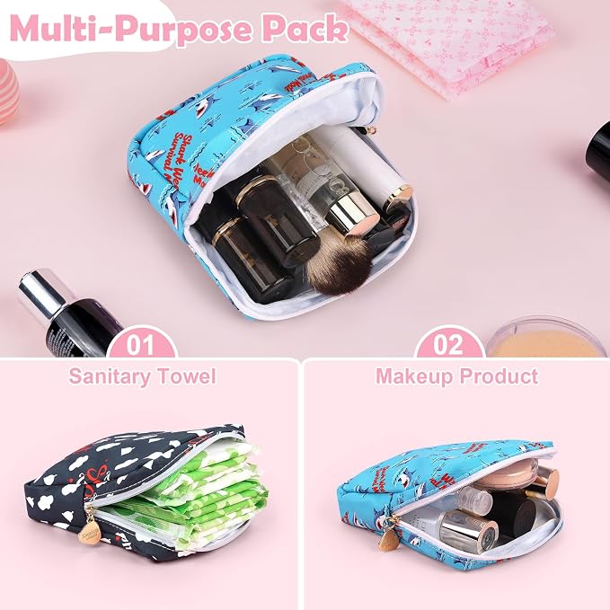 Sanitary Pad Storage Bag Portable Period Bag for Teen Pads/Sanitary Napkins/Small Tampons, Sanitary Napkin Storage Bag First Period Gifts for Teen Girls (Secret Weapon)