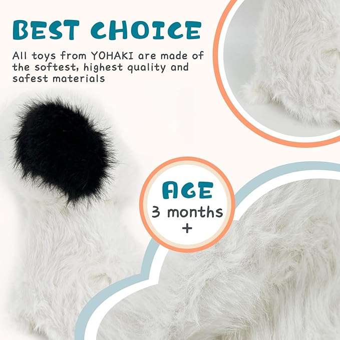 Plush Puppy Dog Toy - 15 Inch Soft Stuffed Animal, Cuddly Black and White Fluffy Dog, Huggable Plush Companion for Kids and Adults, Birthday
