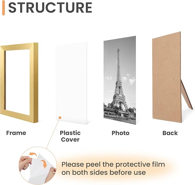 upsimples 10 Pack Picture Frames Collage Wall Decor for Mounting or Tabletop Display, Photo Gallery Frame Set for Family, Multi Sizes Including 8x10, 5x7, 4x6, Gold | Multi Picture Frames Collage Wall Decor, Gallery Wall Frame Set, Gift For Christmas, ...