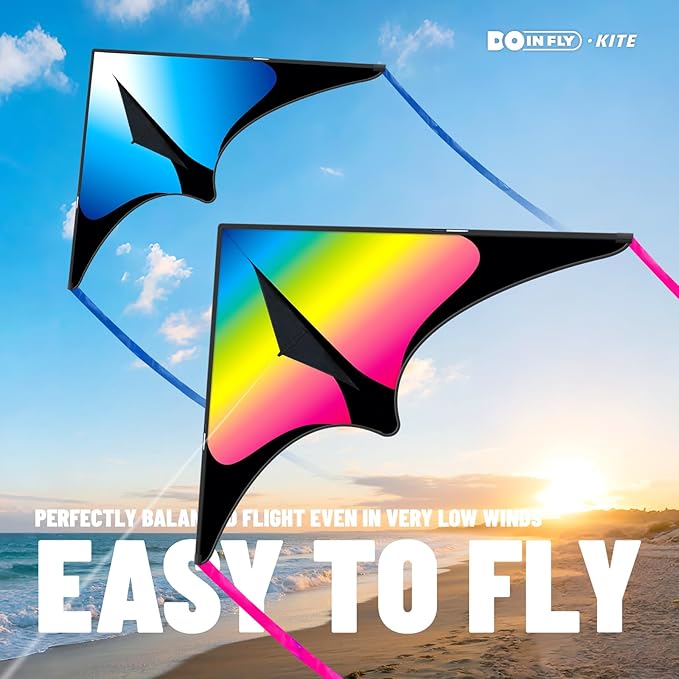 Delta Kite for Kids & Adults, Extremely Easy to Fly Kite, Suitable for Family outings, Outdoor Games and activitie