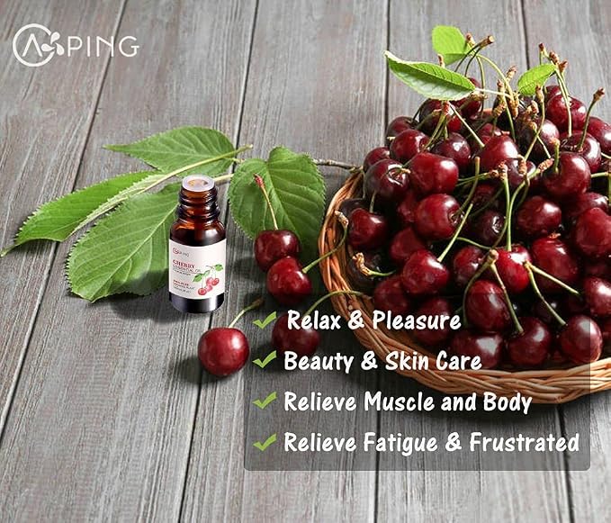 Cherry Essential Oil - 100% Pure Organic Natural Plant (Prunus avium) Cherry Oil for Diffuser, Aroma, Massage, Perfume, Skin - 0.33oz