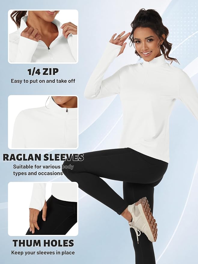 TACVASEN Women's Quarter Zip Sweatshirt Fleece Long Sleeve Workout Pullover | Lightweight Breathable Thermal Fabric,Mock Neck Design,Athletic Tops,Ideal for Gym Running Activities
