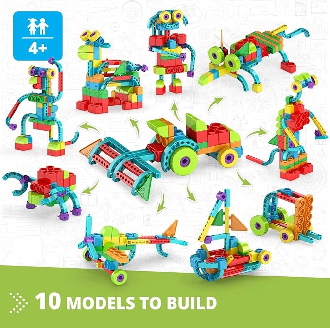 Engino QBOIDZ Farm Tractor, Building Blocks Ages 4+, STEM Toys for Boys & Girls, Building Kit, Preschool Educational Toys Combining Fun with Science, Technology, Math (10 Models)