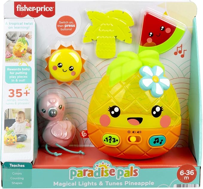 Fisher-Price Paradise Pals Magical Lights & Tunes Pineapple, electronic learning toy with music and lights for baby ages 6-36 months (Amazon Exclusive)