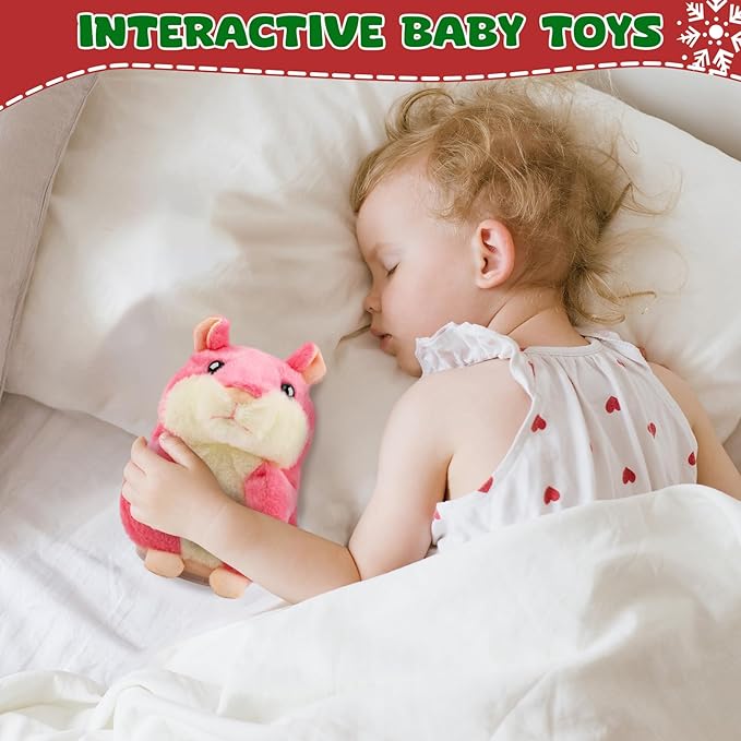 Talking Hamster - Stuffed Animals Toy for Girls 2 3 4 5 6 Year Old, Repeats What You Say - Toddler Interactive Plush Toys, Birthday Gifts for Girls 2 Years and Up