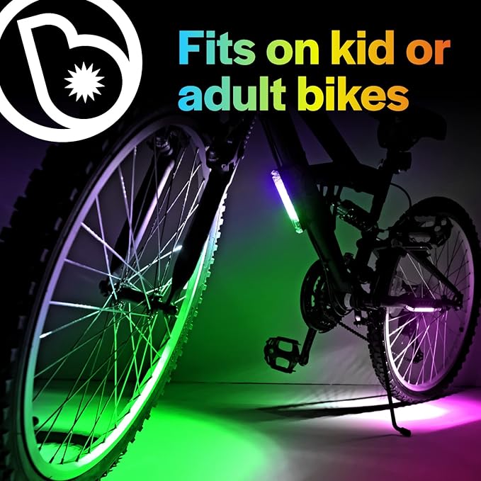 Brightz GoBrightz LED Bike Frame Light - Glowing Bike Underglow Light Bar for Night Riding - 4 Modes Flashing or Steady Glow - Cool Bicycle Lights for Kids, Teens & Adults - Be Cool, Be Safe, Be Seen
